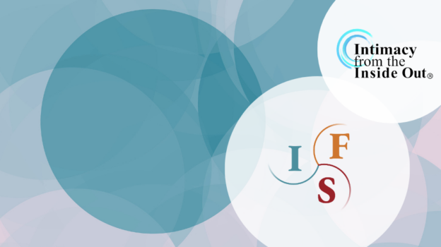 Image with blue transparent circles featuring the IFS and Intimacy from the Inside Logos